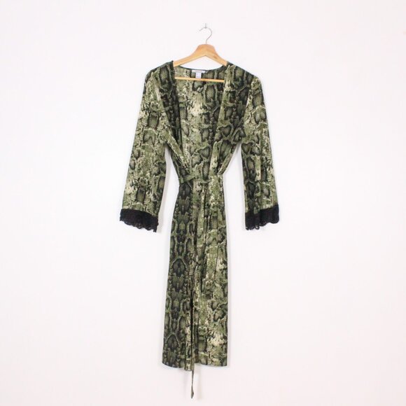 *Revamped Green Snake Skin Printed Duster Cardigan - Picture 5 of 6